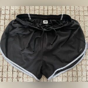 Alo Yoga Black Running Shorts Gray Trim | Size M